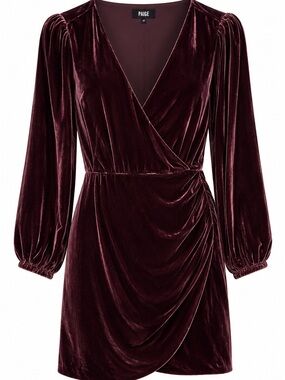NWT PAIGE Lawry Aubergine Velvet Mini Dress Petite 6P